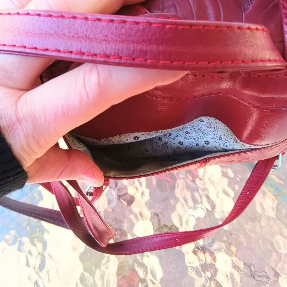 Genuine Leather Ropin West Red Backpack Purse